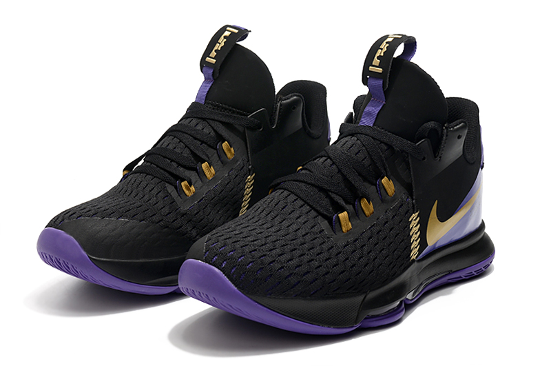 2020 Nike LeBron James Witness 5 Lakers Black Purple Gold - Click Image to Close